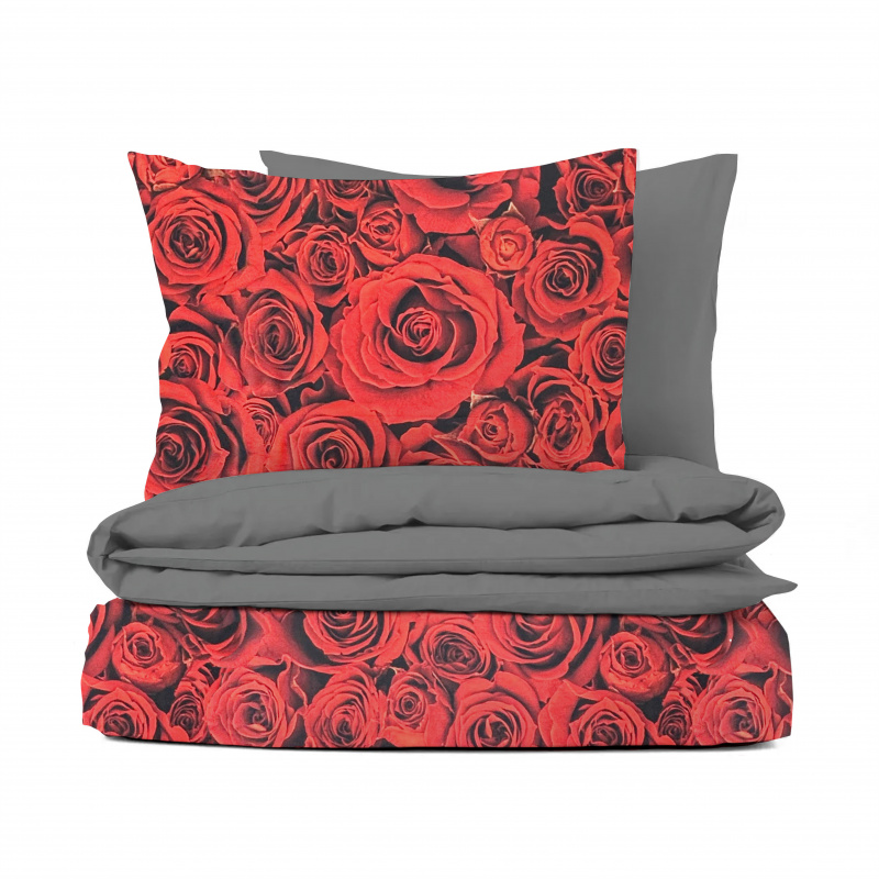 Ervi Bavlněné Saténové povlečení DELUXE DUO - Margo/šedé