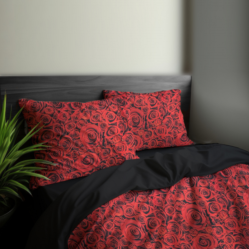 Ervi Bavlněné Saténové povlečení DELUXE DUO - Margo/černé