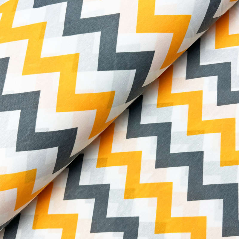 Ervi bavlna  š.240cm - žluté a šedé cik-cak proužky - 24104, metráž