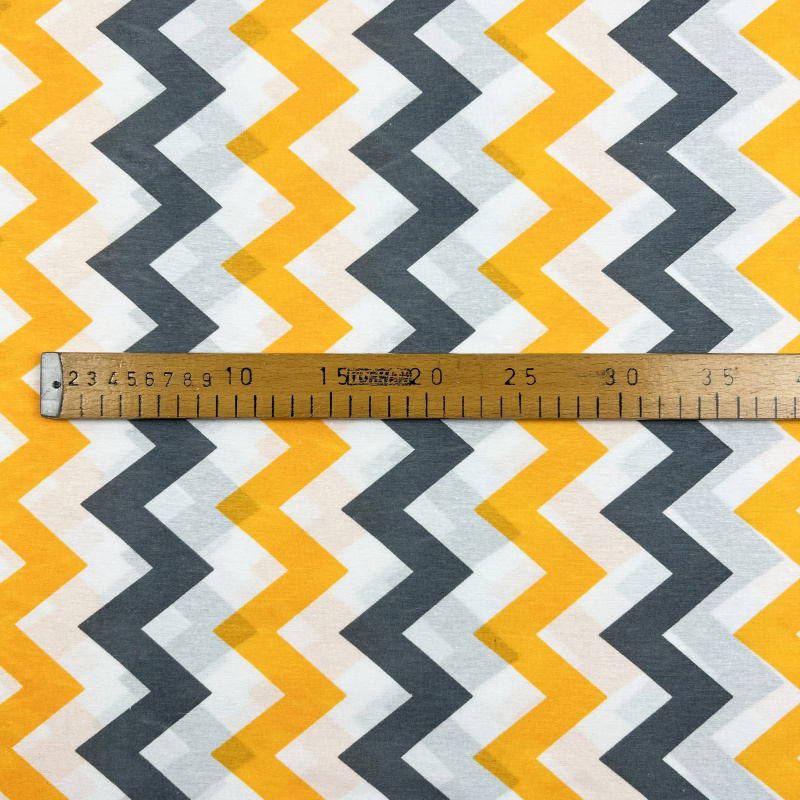 Ervi bavlna  š.240cm - žluté a šedé cik-cak proužky - 24104, metráž