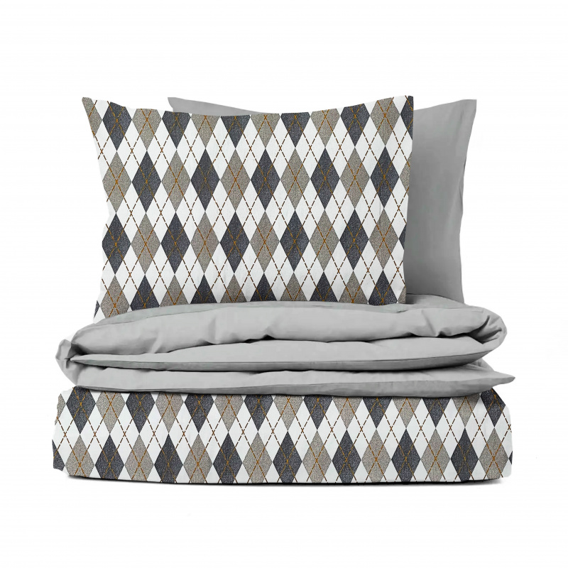 Ervi flanelové povlečení - Harlekýn šedé/světle šedé