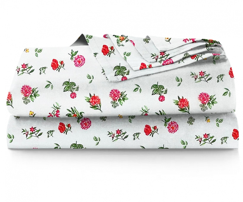 Ervi bavlněné prostěradlo - Květinky na bílém