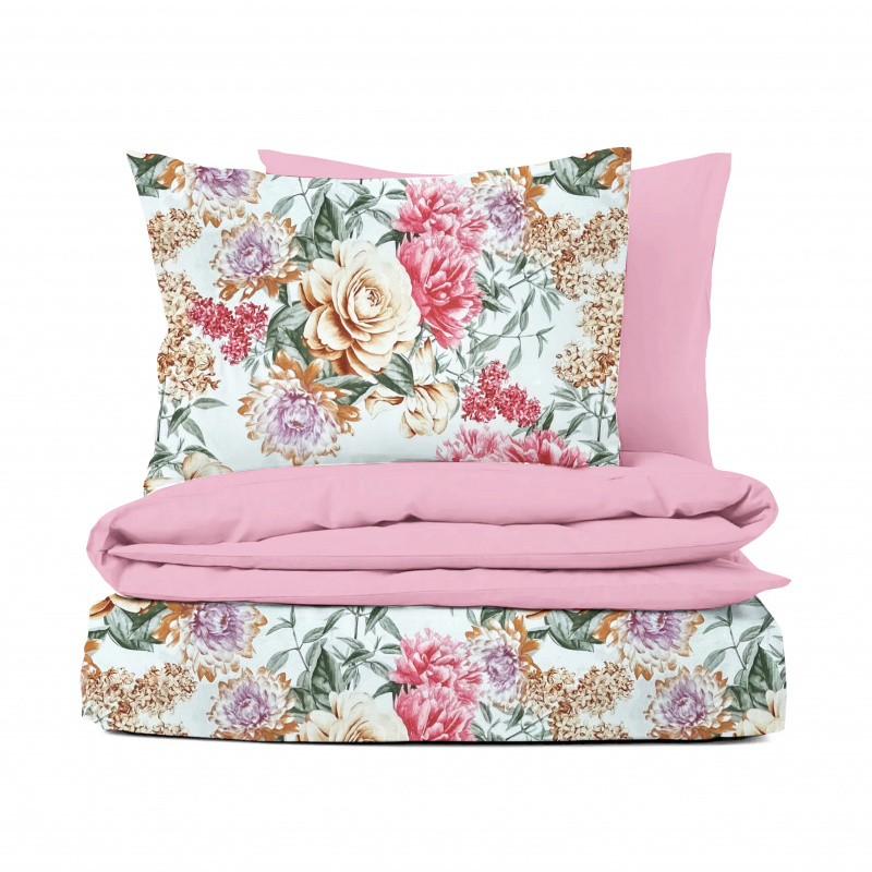 Ervi bavlněné povlečení oboustranné - Květinová zahrada/růžové