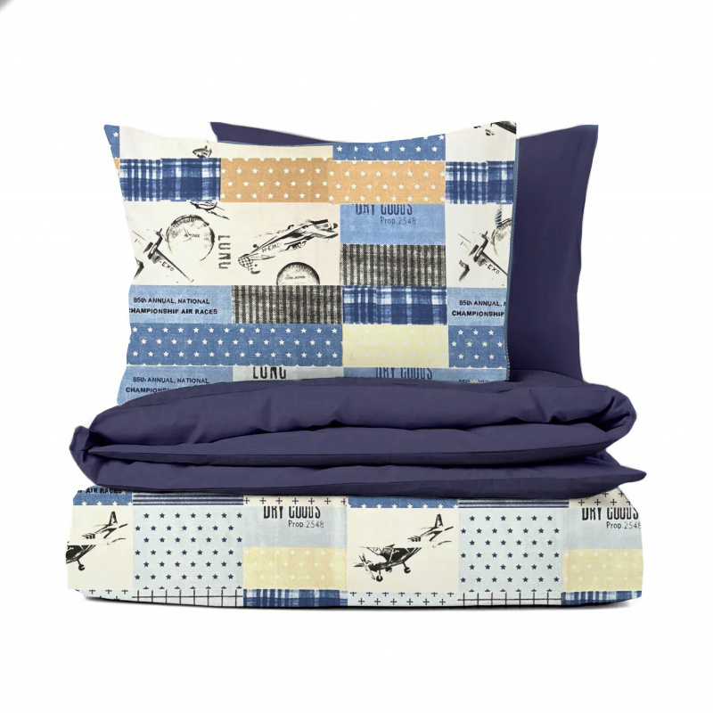 Ervi bavlněné povlečení oboustranné - Air races blue/tmavě modré
