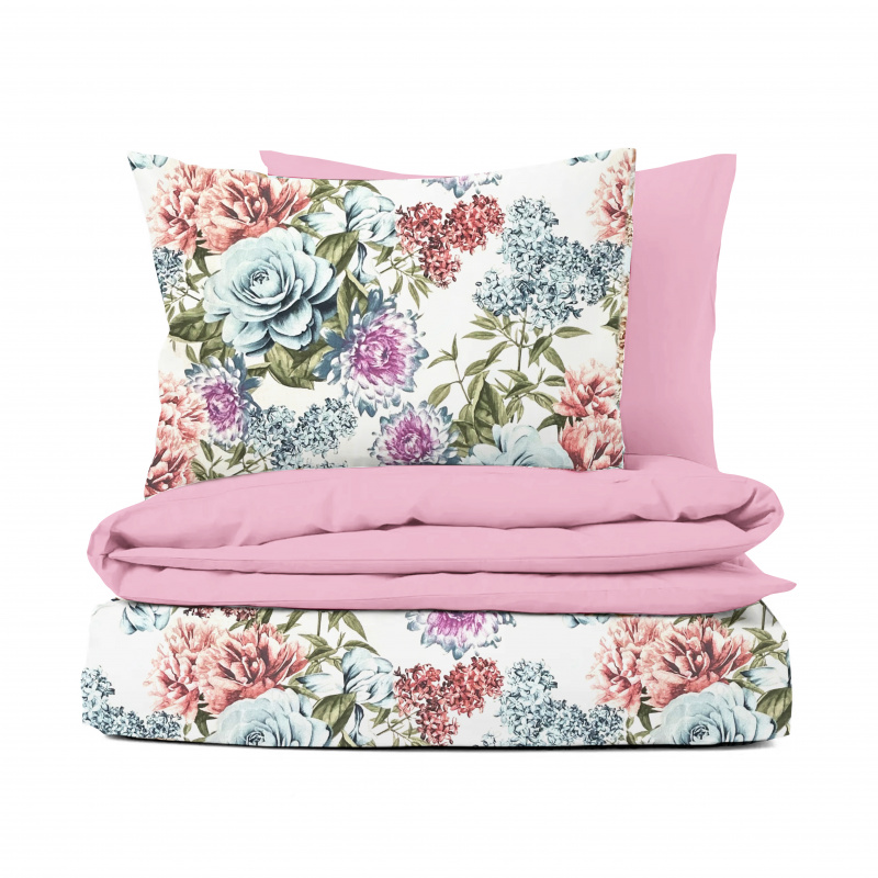 Ervi bavlněné povlečení oboustranné - Květinová zahrada 2/růžové