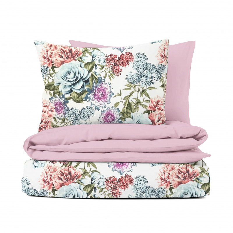 Ervi bavlněné povlečení oboustranné - Květinová zahrada 2/pudrové