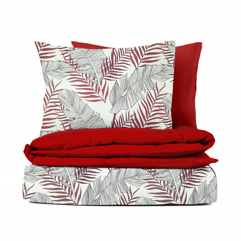 Ervi bavlněné povlečení oboustranné - Exotický vzor/červené