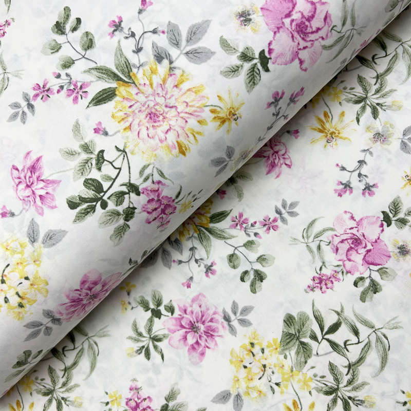 Ervi bavlna  š.240cm - barevné květiny na bílém - 25854-4, metráž