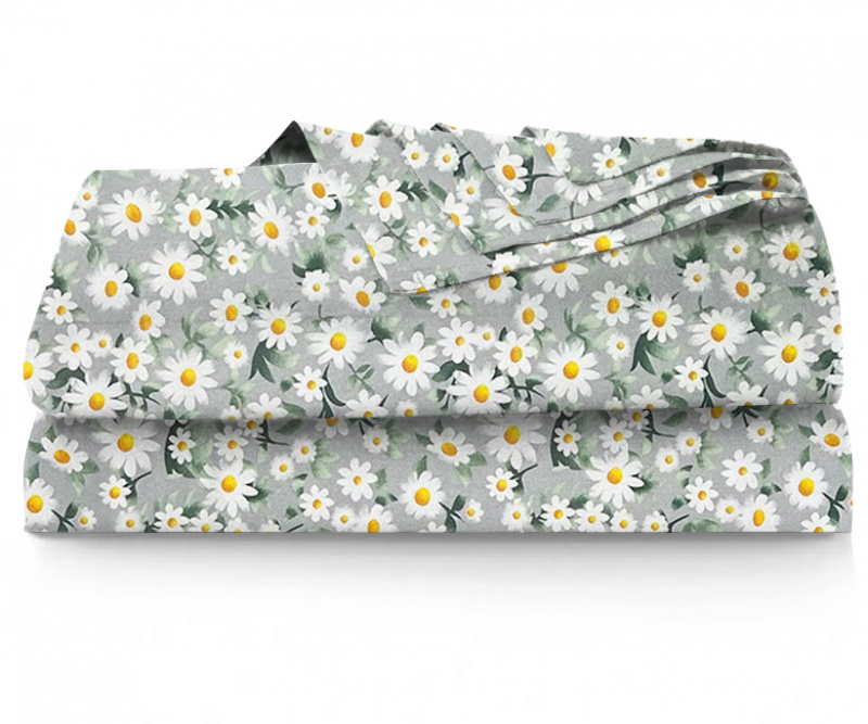 Ervi bavlněné prostěradlo - Heřmánkové pole na šedém