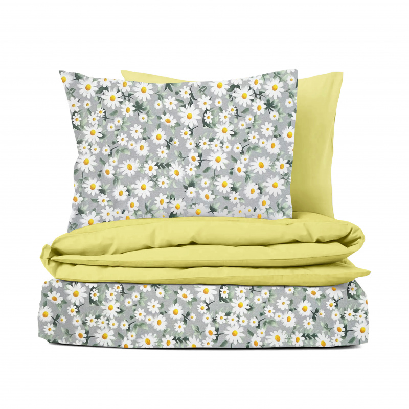 Ervi bavlněné povlečení oboustranné - Heřmánkové pole na šedém/žluté