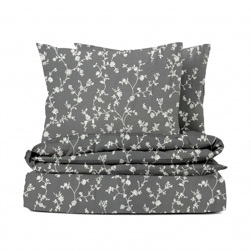 Ervi bavlněné povlečení - Popínavé květiny na šedém