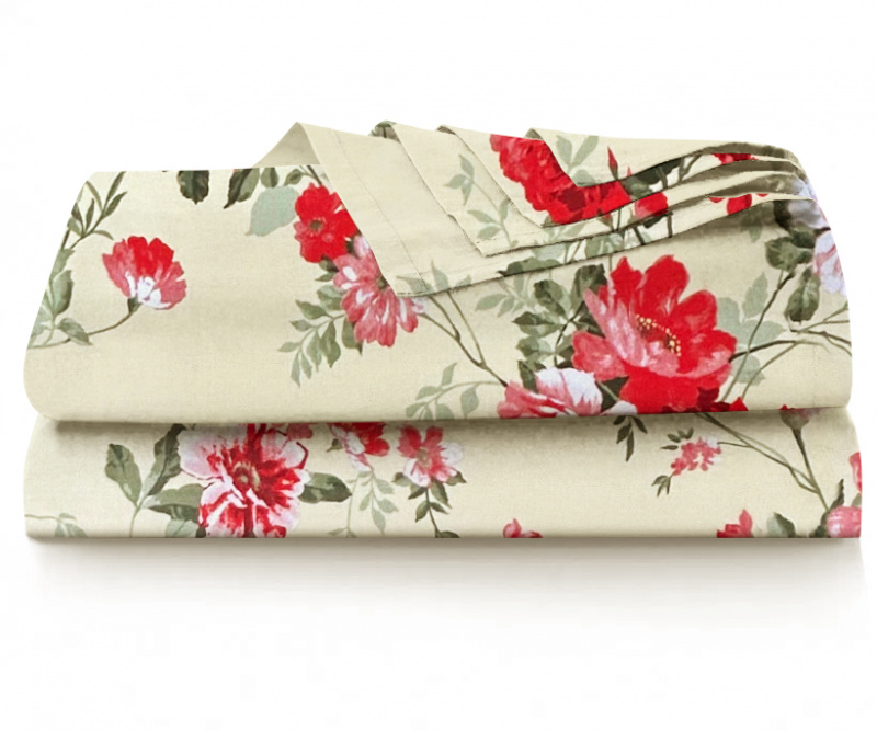 Ervi bavlněné prostěradlo - květy na žlutém