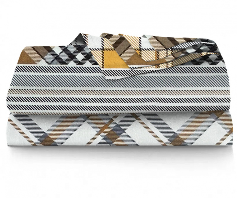 Ervi bavlněné prostěradlo - hnědo-šedé káro