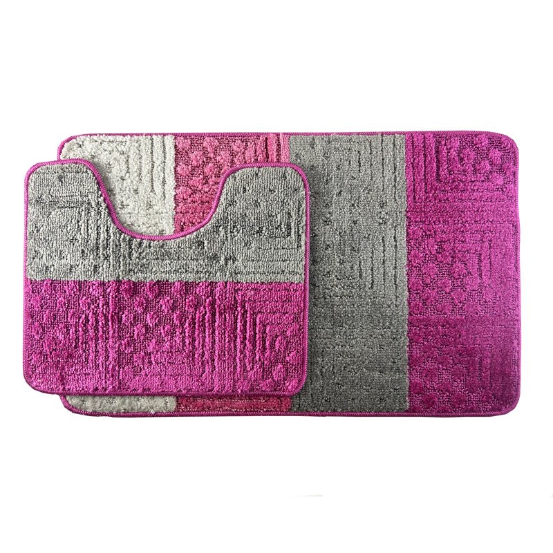 Koupelnová předložka šedá/fuchsia SLV Comfort,2 set