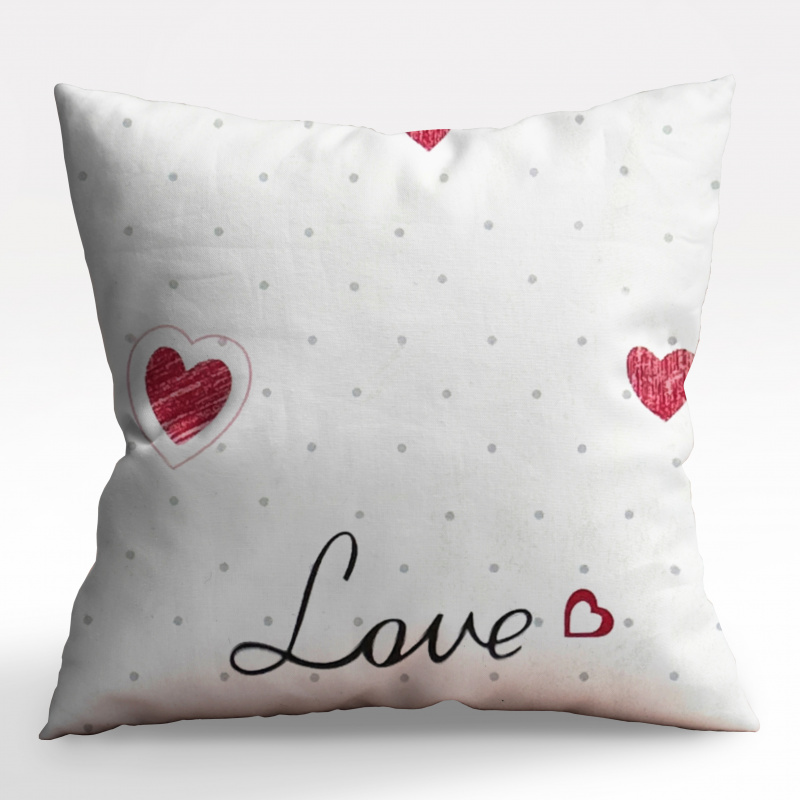 Ervi povlak na polštář bavlněný - Srdíčka a puntíky