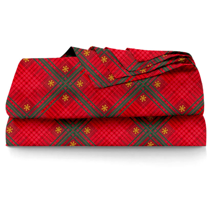 Ervi bavlněné prostěradlo - Vánoční káro červené