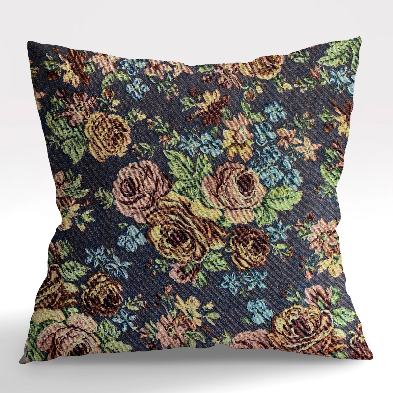 Ervi povlak na polštář gobelínový Růže gold plus - šedohnědý