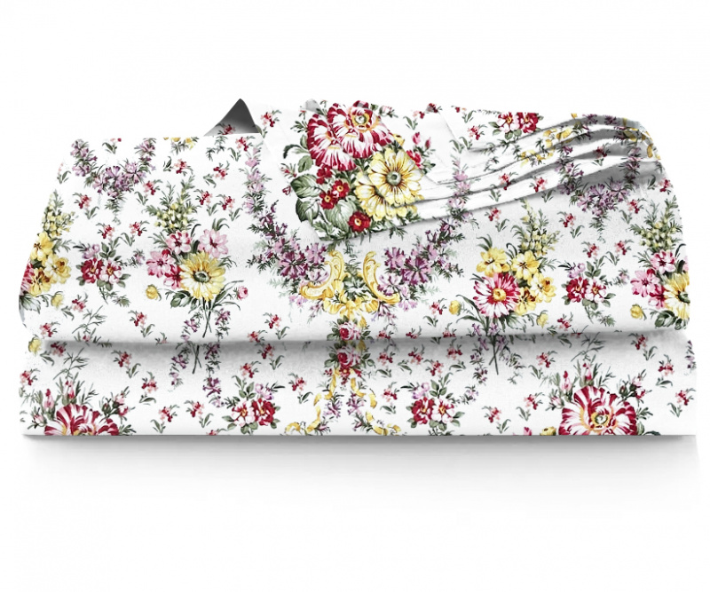 Ervi bavlněné prostěradlo - Kytice na bílém