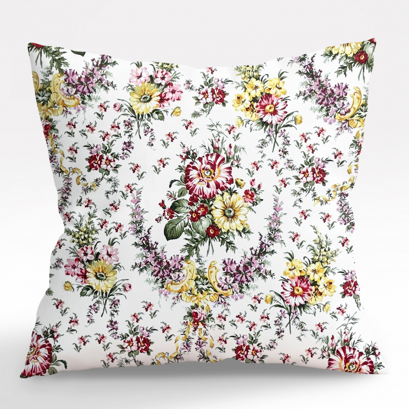 Ervi povlak na polštář bavlněný - Kytice na bílém