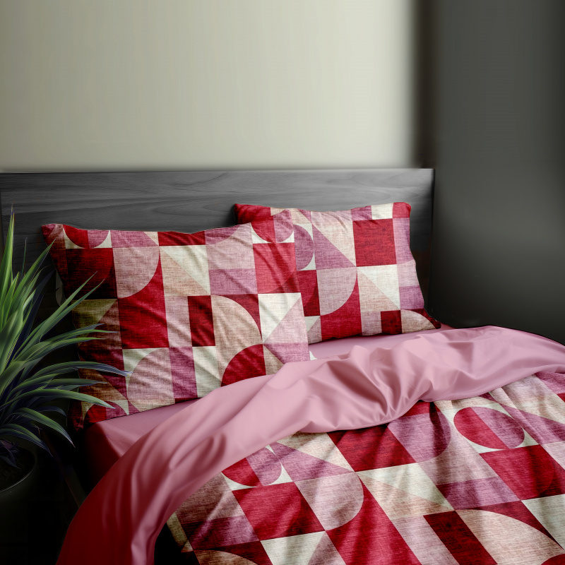 Ervi FLANELOVÉ bavlněné povlečení - Abstrakce červená-růžová/růžové