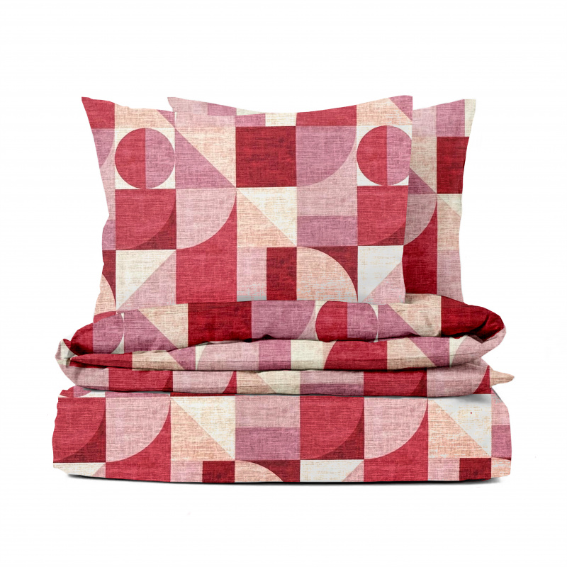 Ervi FLANELOVÉ bavlněné povlečení - Abstrakce červená-růžová