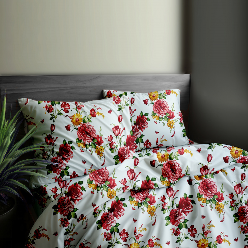 Ervi bavlněné povlečení oboustranné - Červené a žluté květy