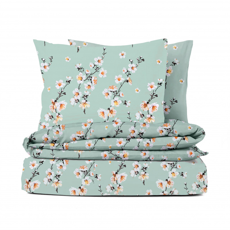 Ervi bavlněné povlečení - květ jabloně na zeleném
