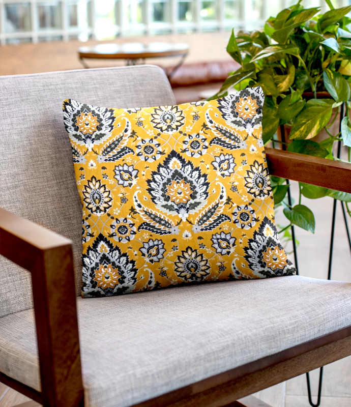 #Ervi povlak na polštář bavlněný -  Etno žlutý, 60x60