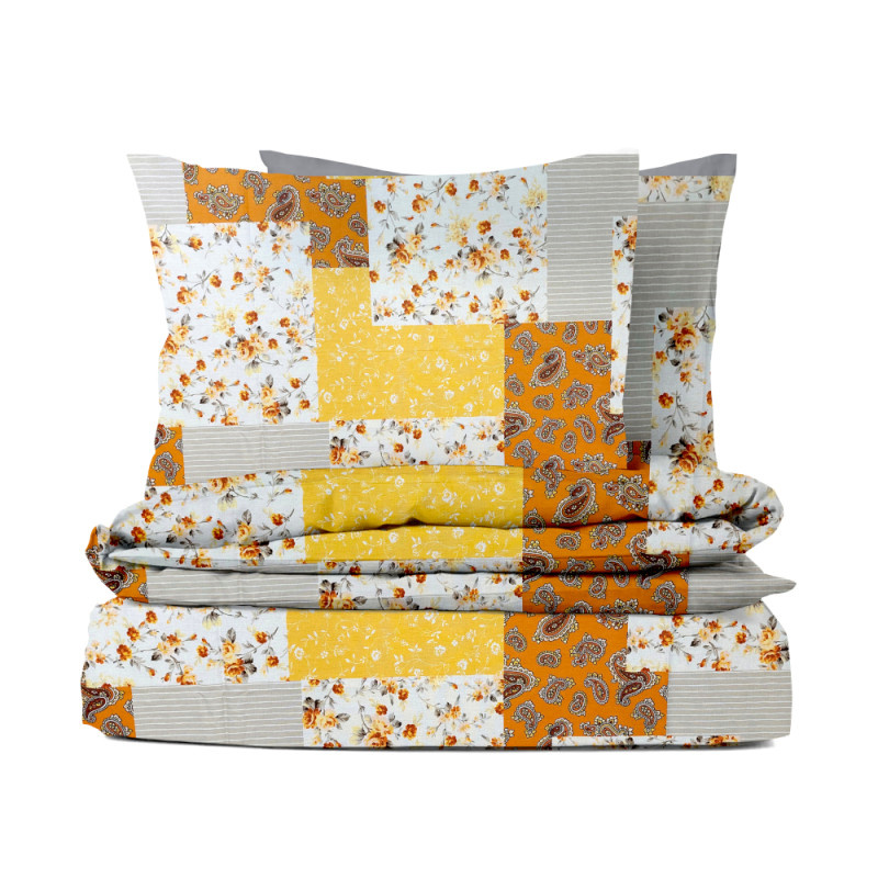 Ervi flanelové povlečení - Patchwork oranžový