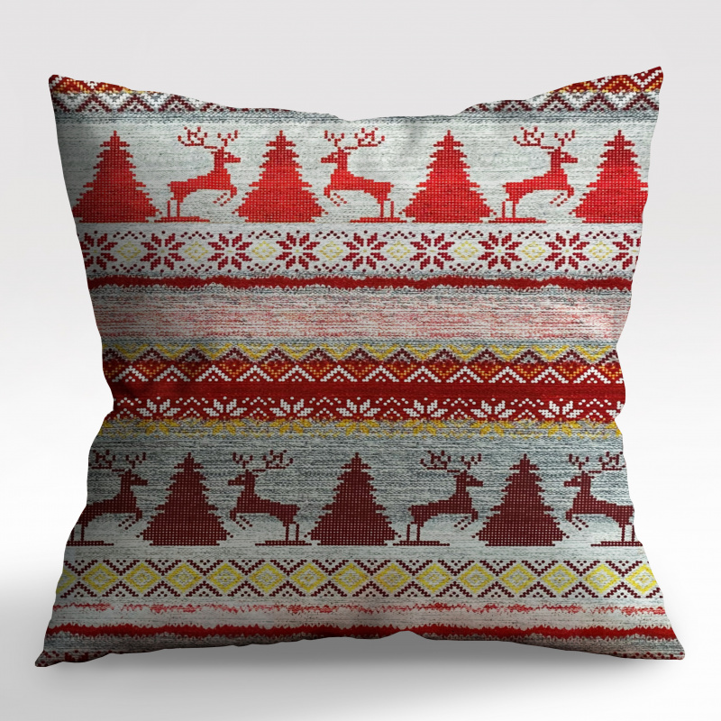 #Ervi povlak na polštář bavlněný - Norský vzor červený
