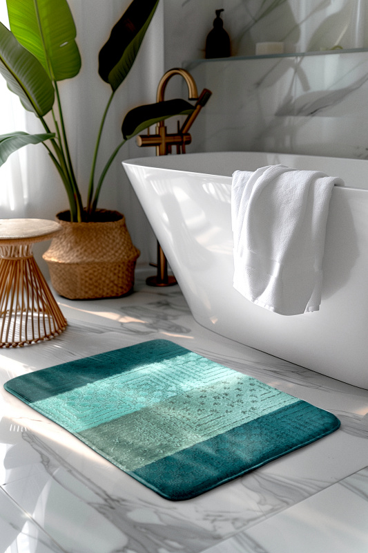Koupelnová předložka akvamarín/zelená SLV Comfort, 1 set