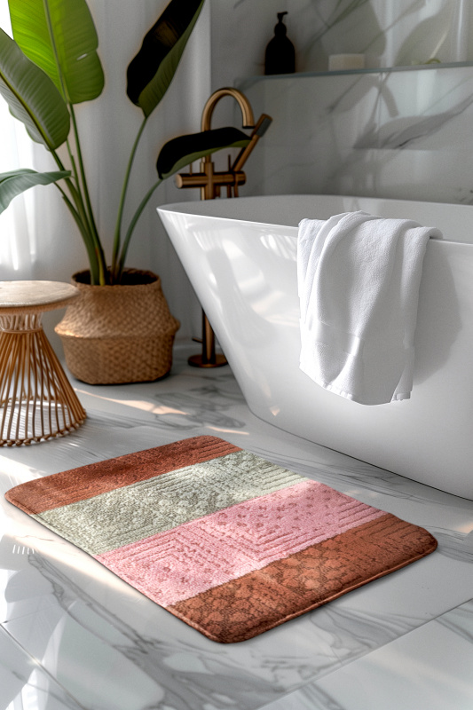 Koupelnová předložka oranžová/šedá SLV Comfort, 1 set