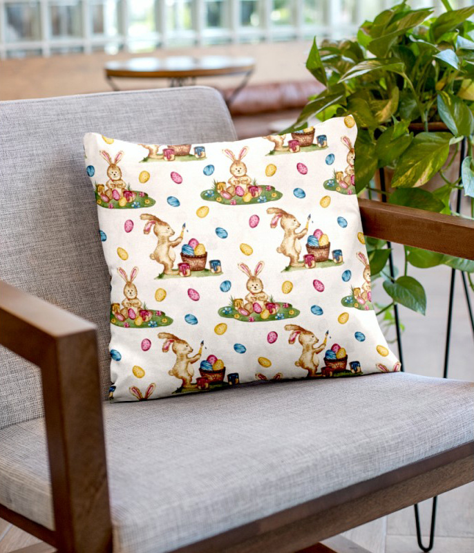 ●Ervi povlak na polštář - Velikonoční vzor - bílý