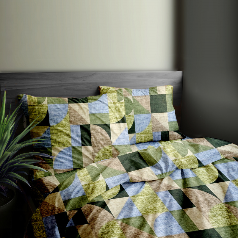 Ervi FLANELOVÉ bavlněné povlečení - Abstrakce zelená-béžová