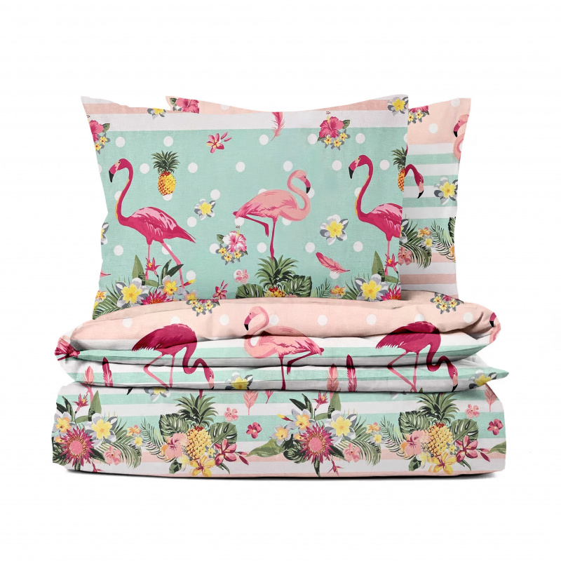 #Ervi bavlněné povlečení - Plameňáci 140x200 cm