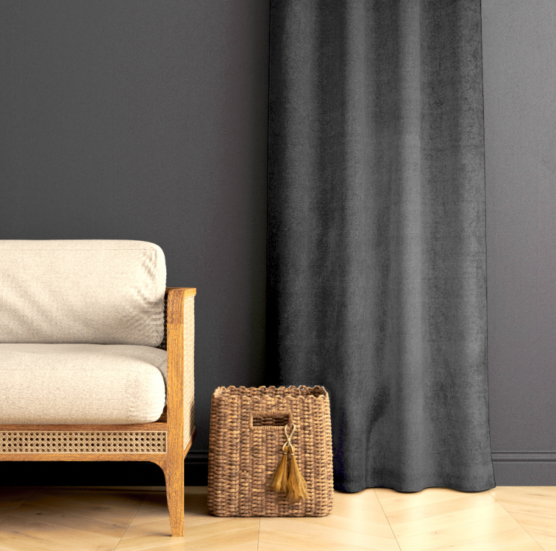 Ervi gobelínový závěs sametový - Rasel - šedý