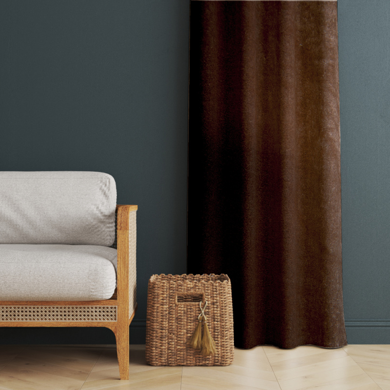 Ervi gobelínový závěs sametový - Rasel - tmavě hnědý