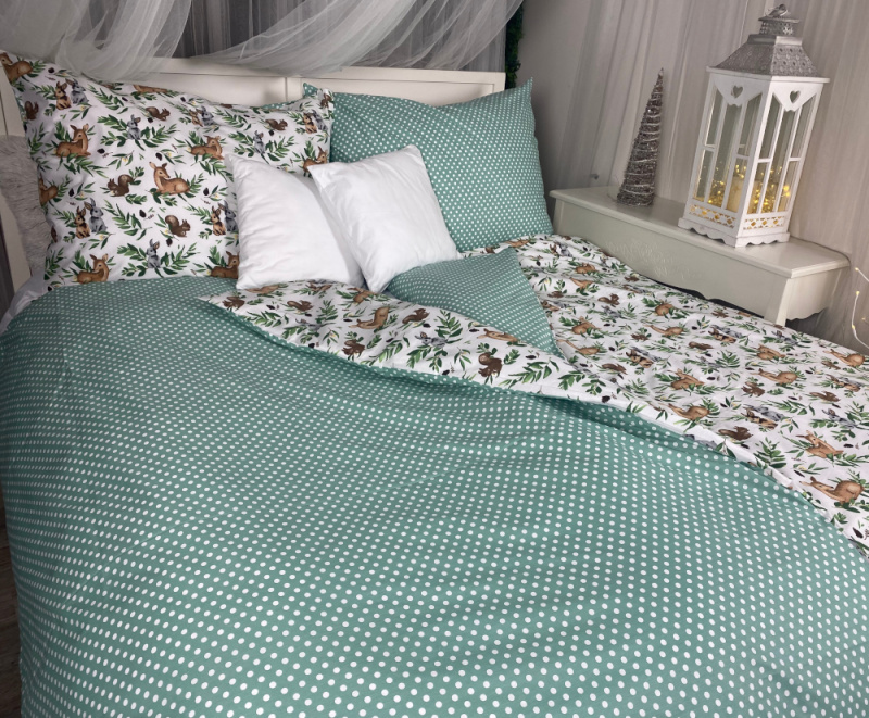 Ervi bavlněné povlečení oboustranné - lesní zvířata