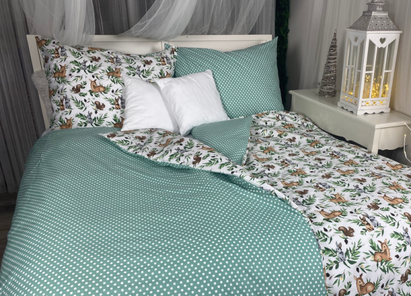 Ervi bavlněné povlečení oboustranné - lesní zvířata