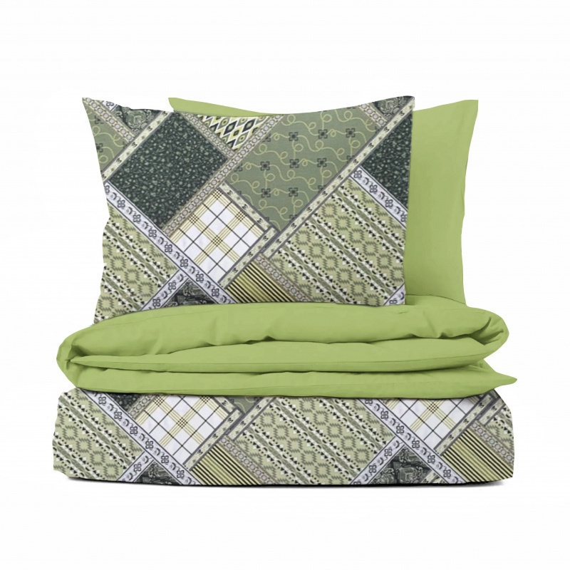 #Ervi bavlněné povlečení oboustranné - designový vzor na zeleném/olivové 140x220 cm