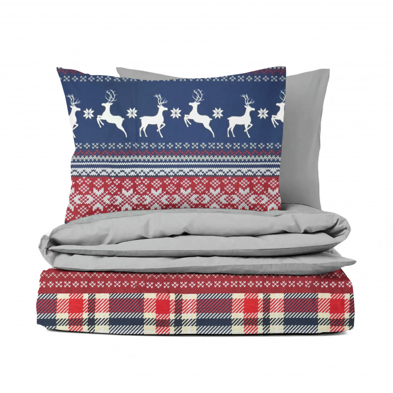 #Ervi bavlněné povlečení oboustranné -  výšivka a jeleny/šedé 140x200 cm