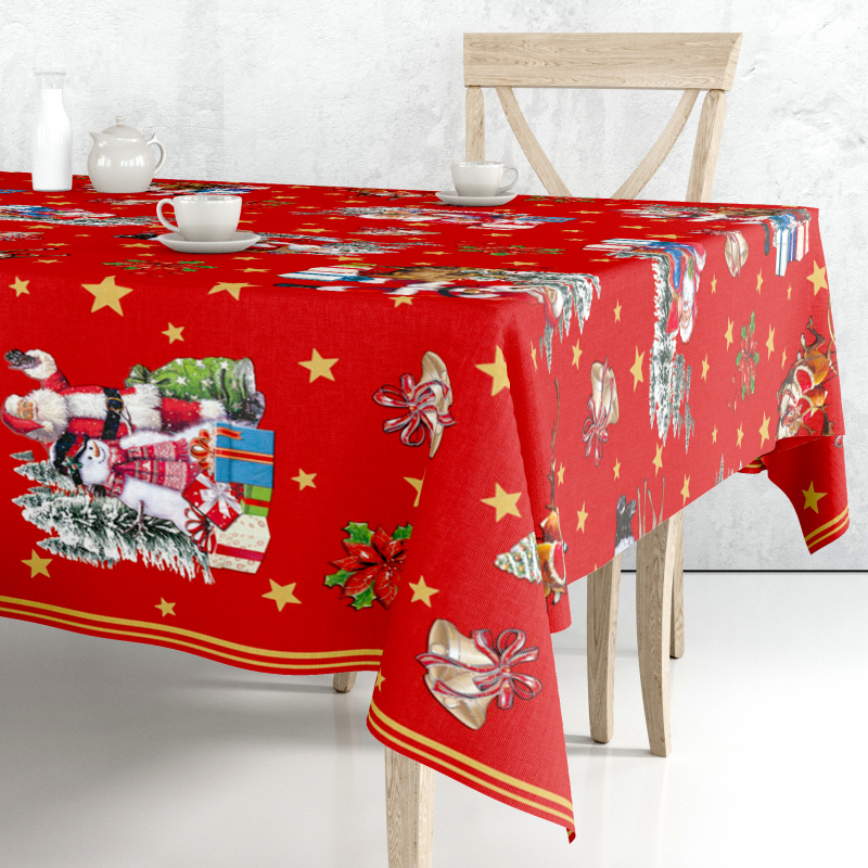 Ubrus PVC M-137A - Vánoční červený - Role 140cm x 20m