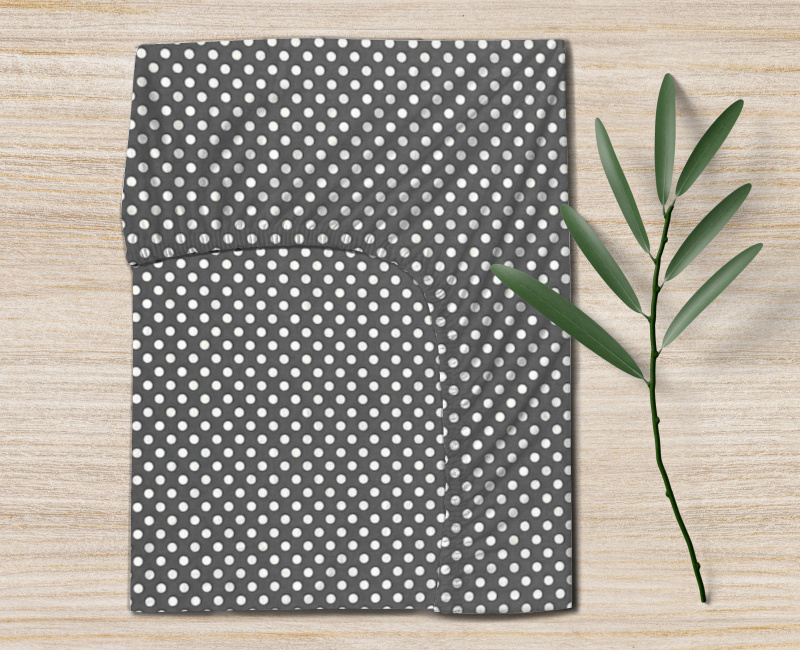 Ervi dětské bavlněné napínací prostěradlo - puntíky na šedém