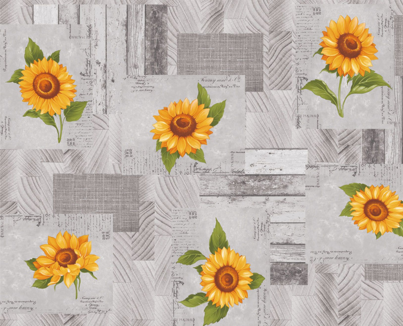 Ubrus PVC 163B - Slunečnice, Role 140cm x 20m