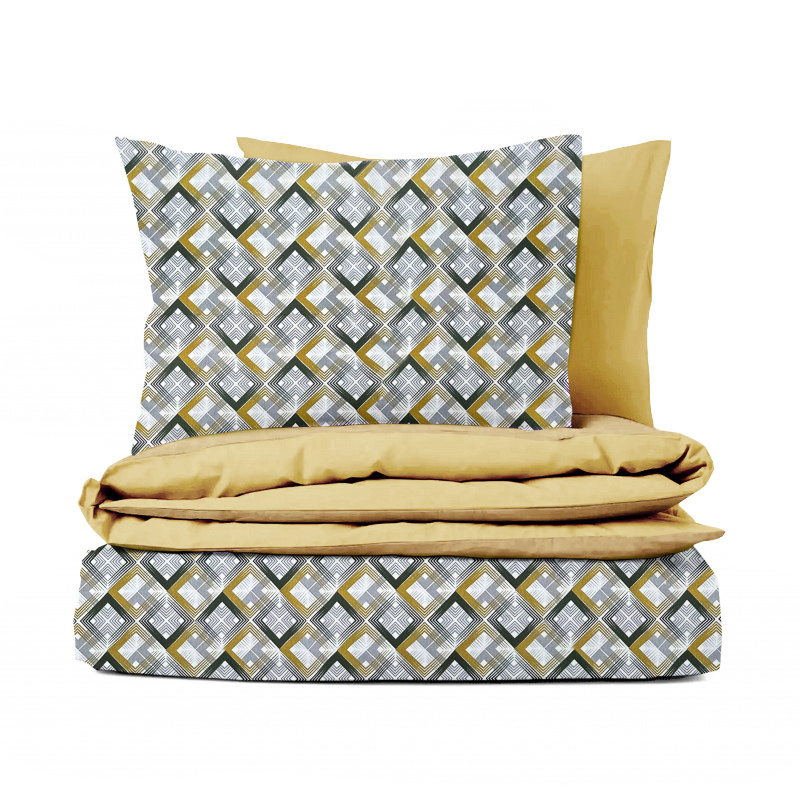 #Ervi bavlněné povlečení oboustranné - Barevné kosočtverce/béžové 140x200 cm