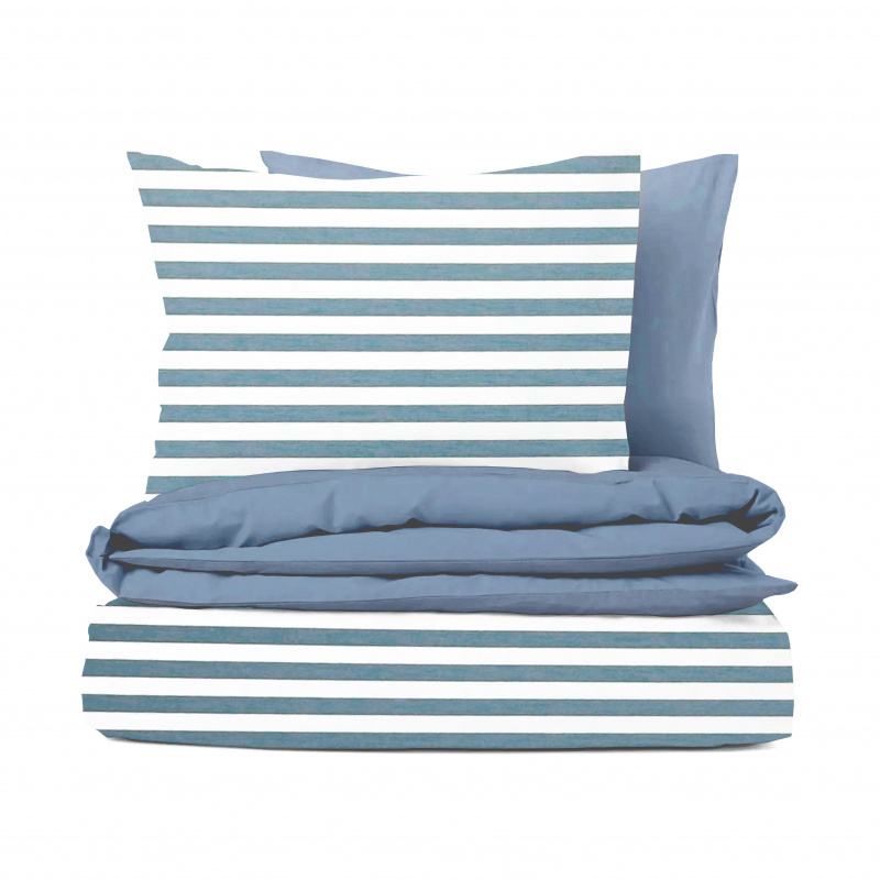 #Ervi bavlněné povlečení oboustranné - světle modrý pruhy/modrý 140x200 cm