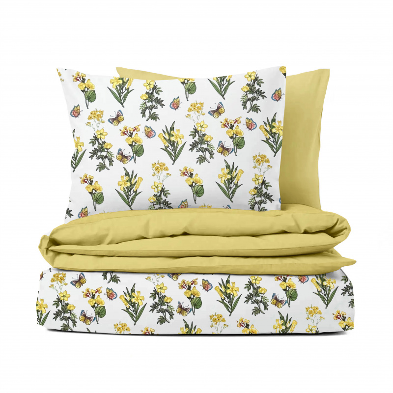 Ervi bavlněné povlečení oboustranné - žluté luční květiny/světlé žluté
