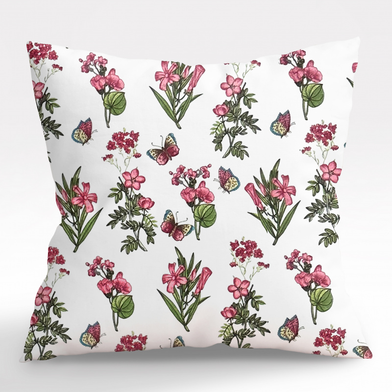 Ervi povlak na polštář bavlněný - růžové luční květiny