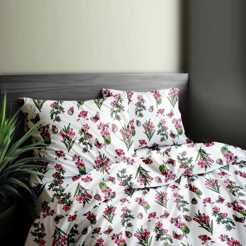 Ervi bavlněné povlečení - růžové luční květiny