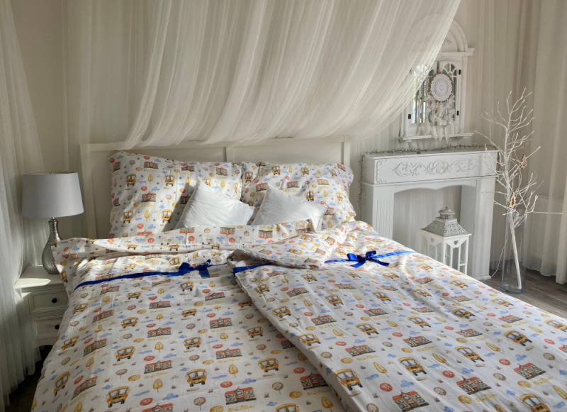 Flanelové povlečení - autobusy